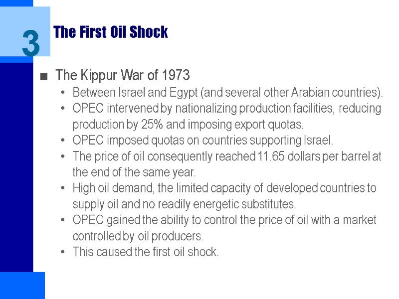 The First Oil Shock The Kippur War of 1973 Between Israel and Egypt (and